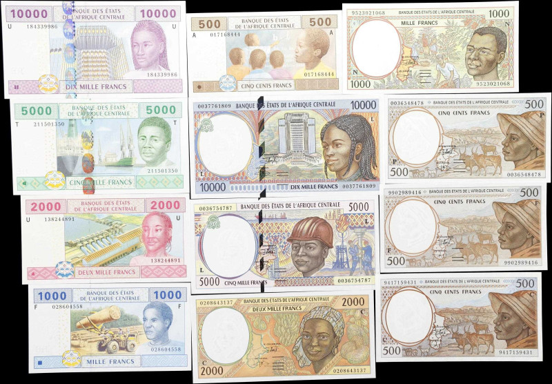 CENTRAL AFRICAN STATES. Lot of (12). Banque des Etats de l'Afrique Centrale. 500...