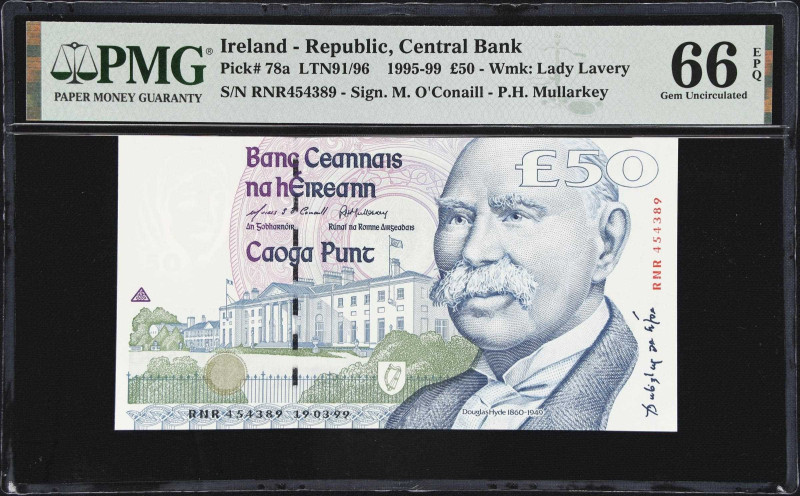 IRELAND. Central Bank of Ireland. 50 Pounds, 1999. P-78a. LTN91/96. PMG Gem Unci...