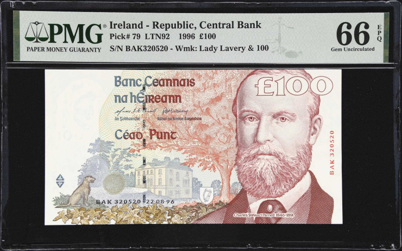 IRELAND. Central Bank of Ireland. 100 Pounds, 1996. P-79. LTN92. PMG Gem Uncircu...