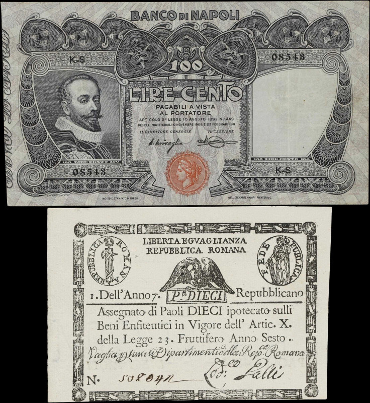 ITALY. Lot of (2). Italian States. Repubblica Romana & Banco di Napoli. 10 Paoli...