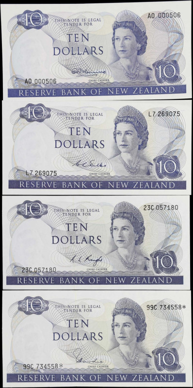 NEW ZEALAND. Lot of (4). Reserve Bank of New Zealand. 10 Dollars, ND (1967-81). ...