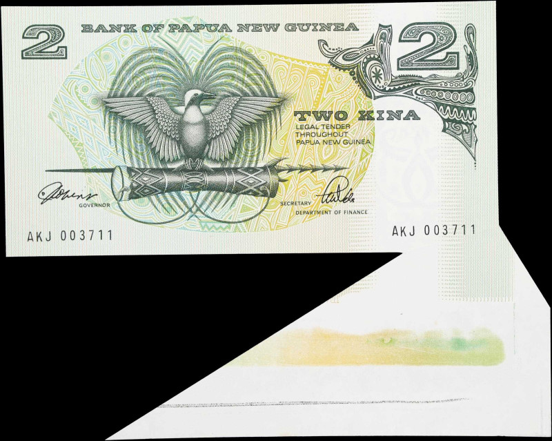 PAPUA NEW GUINEA. Bank of Papua New Guinea. 2 Kina, ND (1981-91). P-5c. Cutting ...