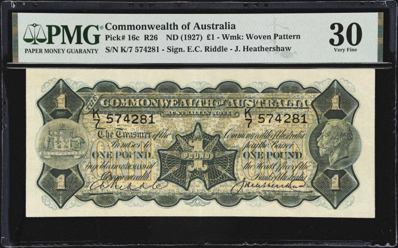 AUSTRALIA. Commonwealth Bank of Australia. 1 Pound, ND (1927). P-16c. R26. PMG V...