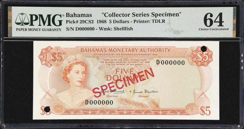 BAHAMAS. Bahamas Monetary Authority. 5 Dollars, 1968. P-29CS2. Collector Series ...