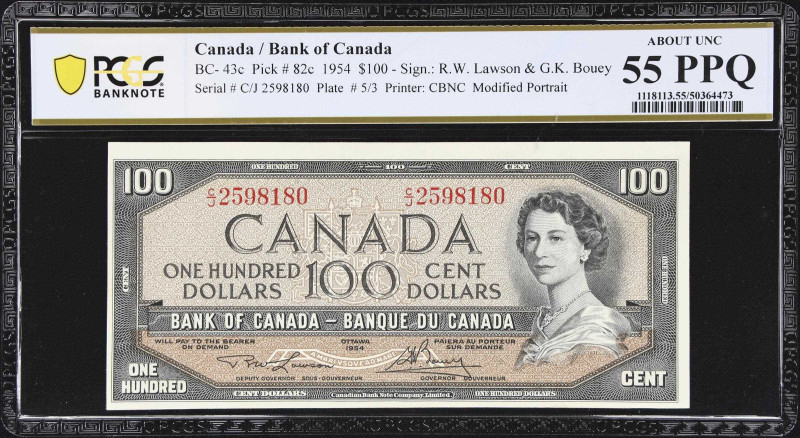 CANADA. Lot of (5). Bank of Canada. 100 Dollars, 1954. BC-43c. Consecutive. PCGS...