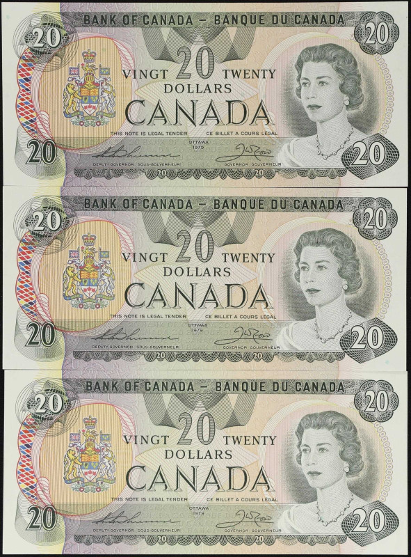 CANADA. Lot of (3). Bank of Canada. 20 Dollars, 1979. BC-54c. Consecutive. Uncir...