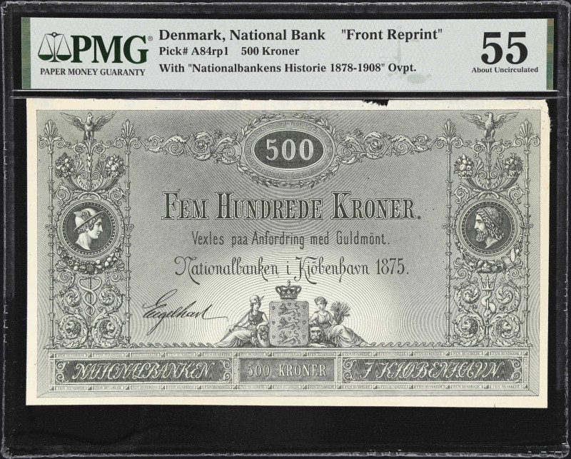 DENMARK. Nationalbanken i Kjobenhavn. 500 Kroner, 1875. P-A84p1. Front Proof. PM...