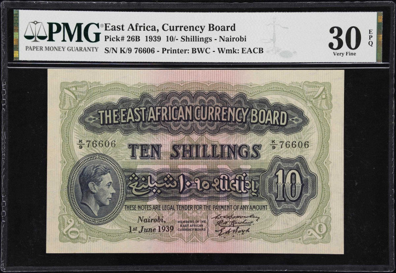 EAST AFRICA. East African Currency Board. 10 Shillings, 1939. P-26B. PMG Very Fi...