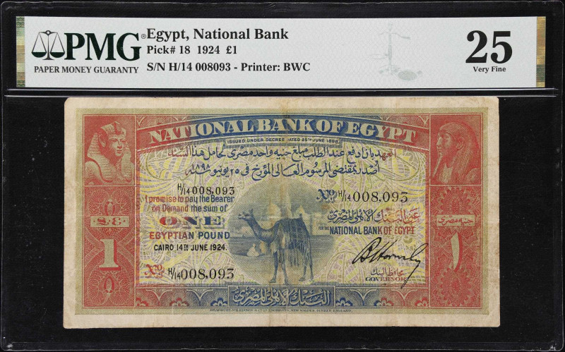 EGYPT. National Bank of Egypt. 1 Pound, 1924. P-18. PMG Very Fine 25.
A nice ex...