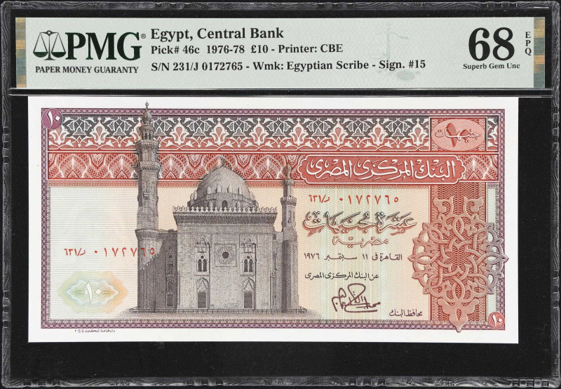 EGYPT. Central Bank of Egypt. 10 Pounds, 1976-78. P-46c. PMG Superb Gem Uncircul...