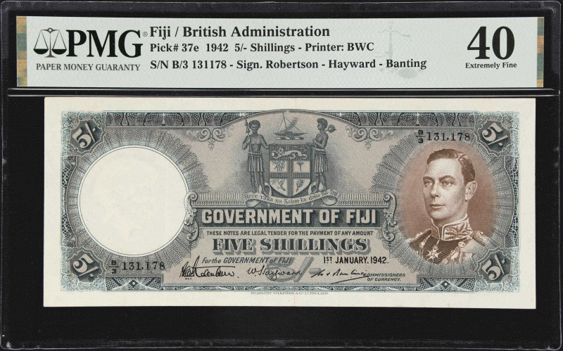 FIJI. Government of Fiji. 5 Shillings, 1942. P-37e. PMG Extremely Fine 40.

Es...