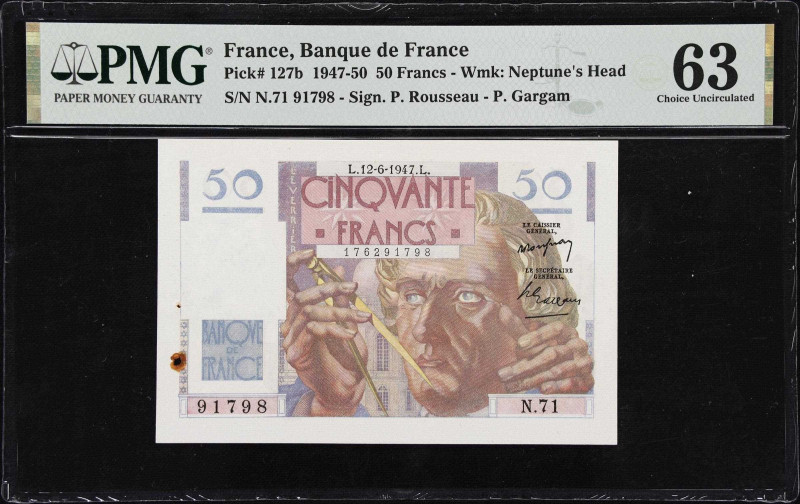 FRANCE. Lot of (2). Banque de France. 50 & 100 Francs, 1947. P-127a & 128a. PMG ...