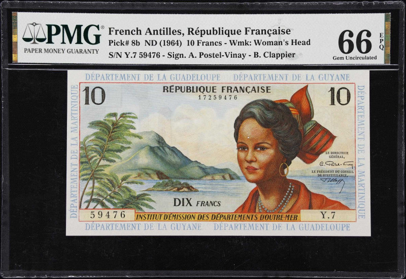 FRENCH ANTILLES. Institut d'Emission des Departments d'Outre-Mer. 10 Francs, ND ...