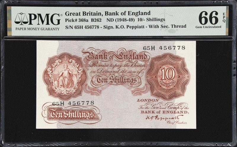 GREAT BRITAIN. Bank of England. 10 Shillings, ND (1948-49). P-368a. B262. PMG Ge...