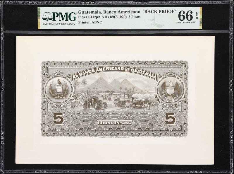 GUATEMALA. Banco Americano de Guatemala. 5 Pesos, ND (1897-1920). P-S112p2. Back...