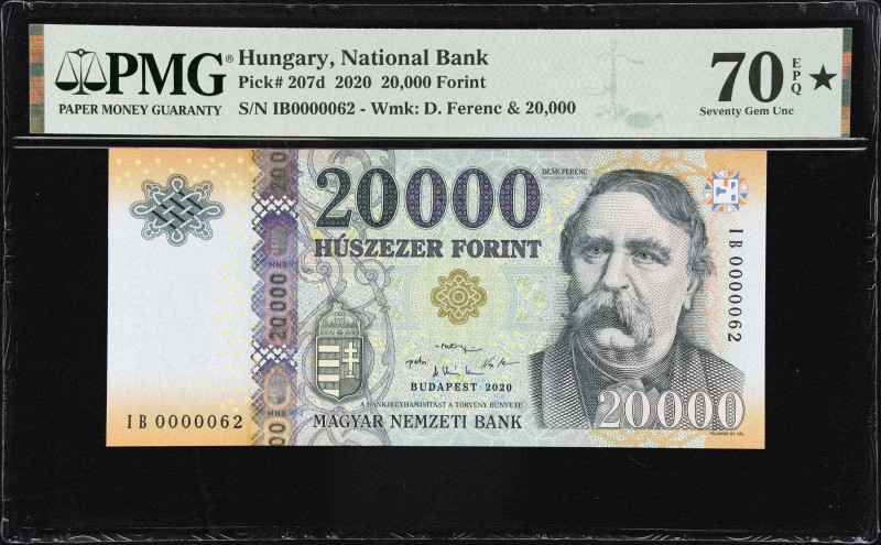 HUNGARY. Magyar Nemzeti Bank. 20,000 Forint, 2020. P-207d. Low Serial Number. PM...