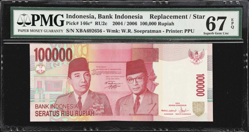 INDONESIA. Lot of (6). Bank Indonesia. 5, 2000, 10,000, & 100,000 Rupiah, 1960-2...