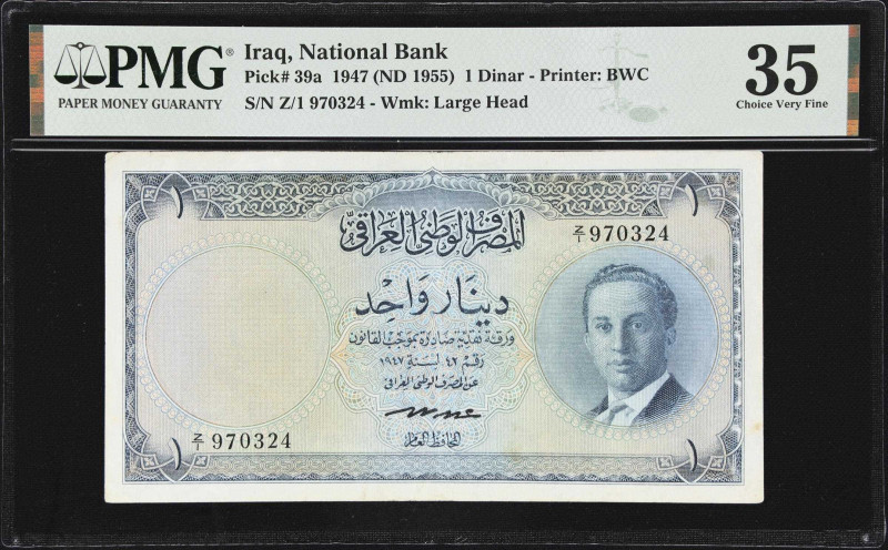 IRAQ. National Bank of Iraq. 1 Dinar, 1947 (ND 1955). P-39a. PMG Choice Very Fin...