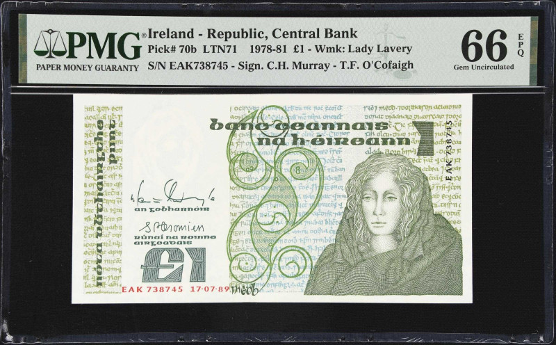 IRELAND. Lot of (3). Central Bank of Ireland. 1 Pound, 1989. P-70d. Consecutive....