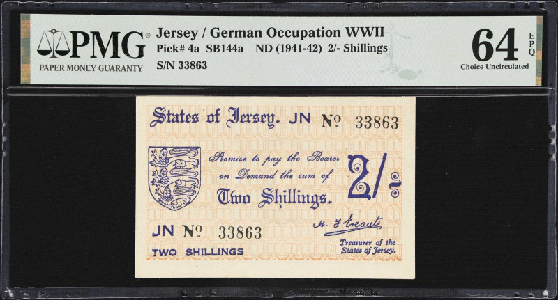 JERSEY. States of Jersey. 2 Shillings, ND (1941-42). P-4a. SB144a. PMG Choice Un...