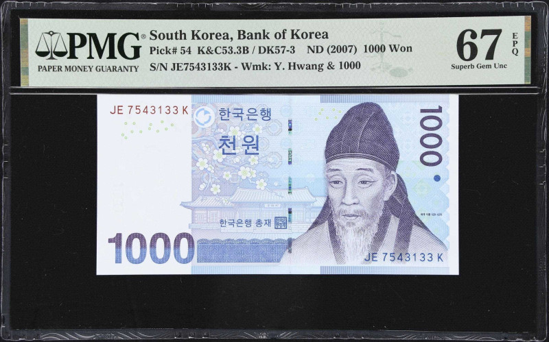 KOREA, SOUTH. Lot of (8). Bank of Korea. 1000 Won, ND (1983-2007). P-47 & 54. K&...