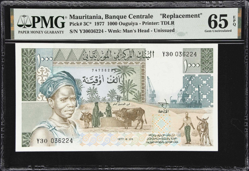 MAURITANIA. Banque Centrale de Mauritanie. 1000 Ouguiya, 1977. P-3C*. Replacemen...