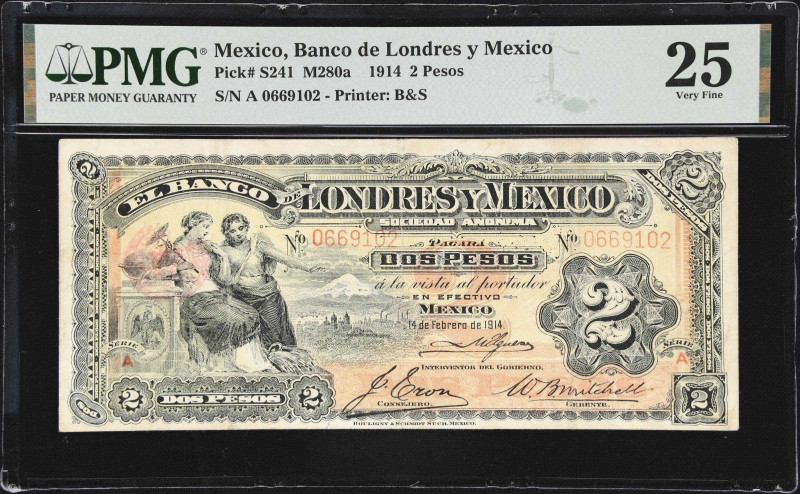 MEXICO. Lot of (3). Mixed Banks. 1, 2 & 10 Pesos, 1911-27. P-Unlisted, S241 & S2...