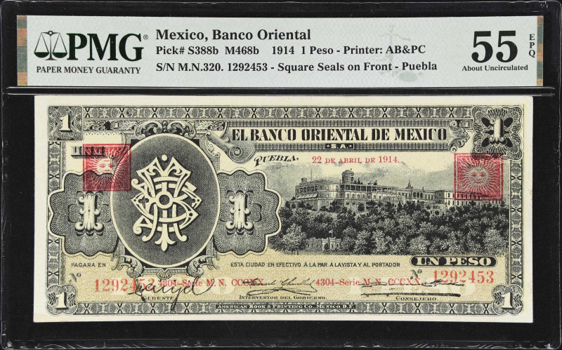 MEXICO. Banco Oriental de Mexico. 1 Peso, 1914. P-S388b. M468b. PMG About Uncirc...