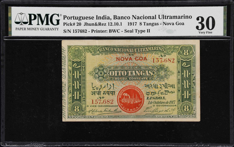 PORTUGUESE INDIA. Banco Nacional Ultramarino. 8 Tangas, 1917. P-20. Jhun&Rez 12....