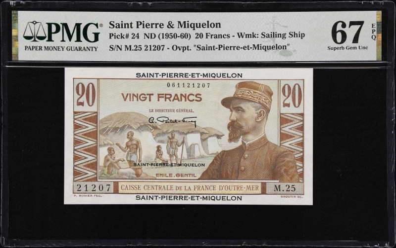 SAINT PIERRE & MIQUELON. Lot of (2). Caisse Centrale de la France d'Outre-Mer. 2...