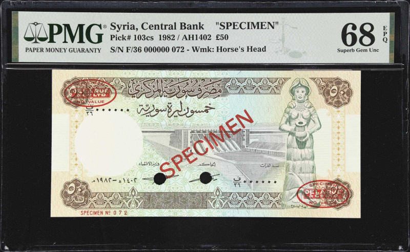 SYRIA. Central Bank of Syria. 50 Pounds, 1982. P-103cs. Specimen. PMG Superb Gem...