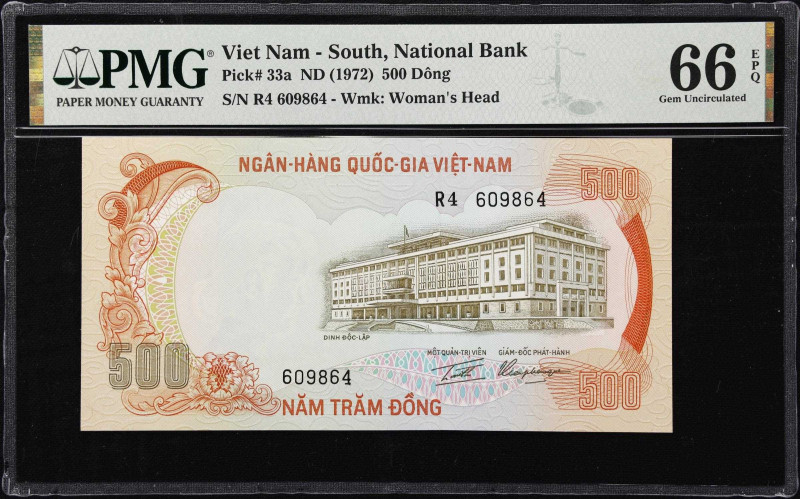 VIETNAM, SOUTH. Lot of (2). Ngan Hang Quoc Gia Viet Nam. 500 Dong, ND (1972). P-...