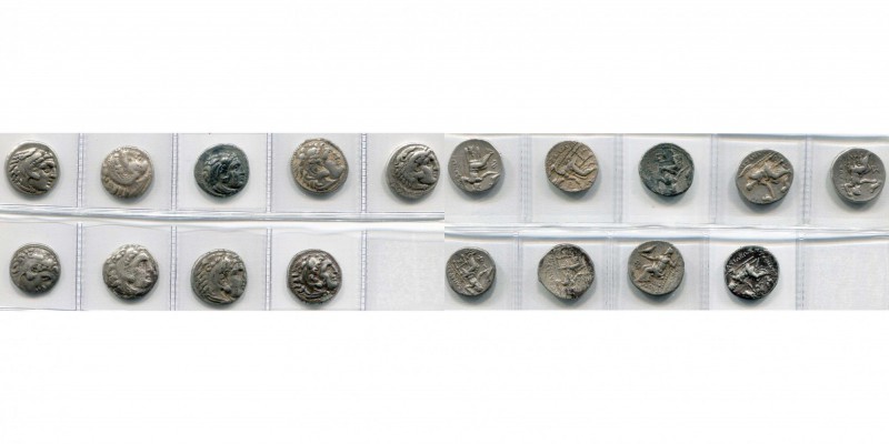 ROYAUME DE MACEDOINE, lot de 9 drachmes, T. d''Héraclès/Zeus: Alexandre III (7),...