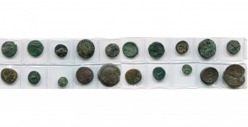 lot de 10 bronzes: Bruttium, Petelia, T. d''Apollon/Trépied; émissions siculo-pu...