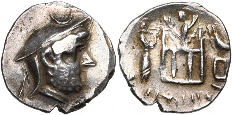 ROYAUME PERSE, Darius Ier (fin 2e s. av. J.-C.), AR drachme. D/ B. du roi barbu ...