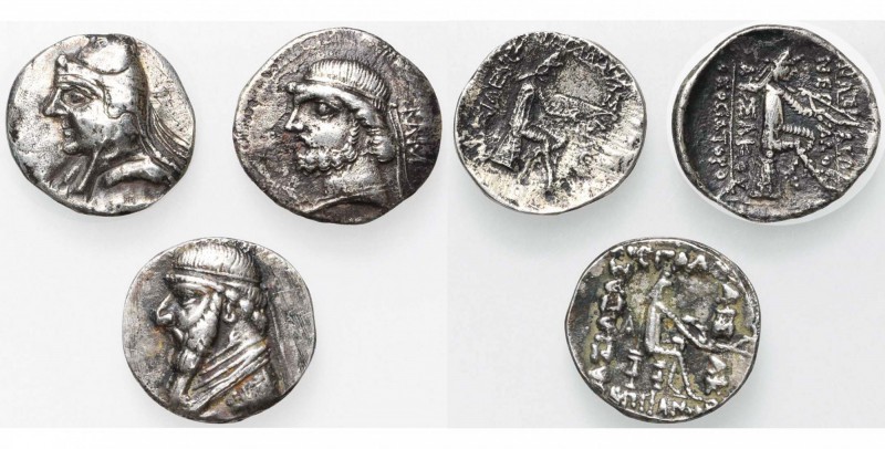 ROYAUME PARTHE, lot de 3 drachmes au type de l''archer assis: Mithradates Ier (f...