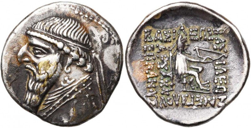 ROYAUME PARTHE, Mithradates II (123-88), AR drachme, Ecbatane. D/ B. barbu, diad...