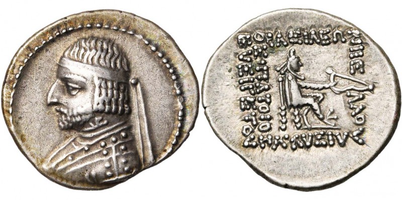 ROYAUME PARTHE, Orodes Ier (90-77), AR drachme, Ecbatane. D/ B. diad. à g., avec...
