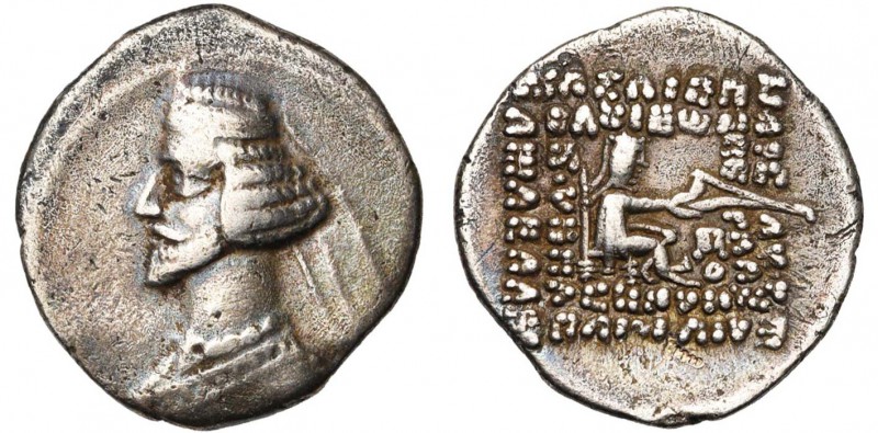 ROYAUME PARTHE, Mithradates III (57-54), AR drachme, Mithradatkart. D/ B. diad.,...
