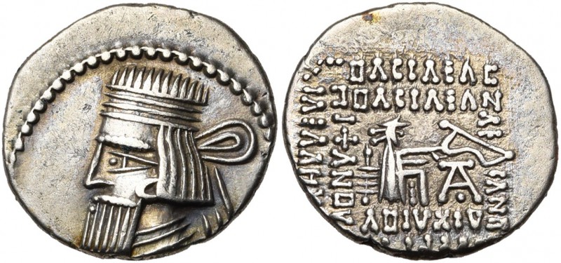 ROYAUME PARTHE, Artaban II (10-38), AR drachme, Ecbatane. D/ B. diad. à g., avec...