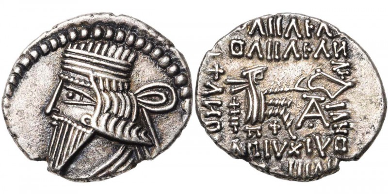 ROYAUME PARTHE, Vologases III (105-147), AR drachme, Ecbatane. D/ B. diad. à g. ...