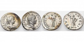 lot de 2 deniers: Caracalla (buste juvénile), R/ Felicitas; Sévère Alexandre, R/ Jupiter stator. Patinés.
Superbe