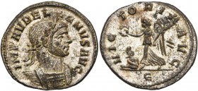 AURELIEN (270-275), AE denier de bronze, fin 274, Rome. D/ IMP AVRELIANVS AVG B. l., cuir. à d. R/ VIC-TORI-A AVG/  Victoire marchant à g., ten. une ...
