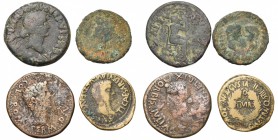 ESPAGNE, Tibère (14-37), lot de 4 bronzes: Livie, Emerita, R/ Livie trônant à g. (rare); Romula, R/ T. affrontées de Germanicus et Drusus; pour August...