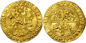 ESPAGNE, CASTILLE ET LEON, Henri IV (1454-1474), AV enrique de la silla, Séville. 2e groupe. D/ + ENRICVS QVARTVS DEI GRACIA REX CA Le roi trônant de ...