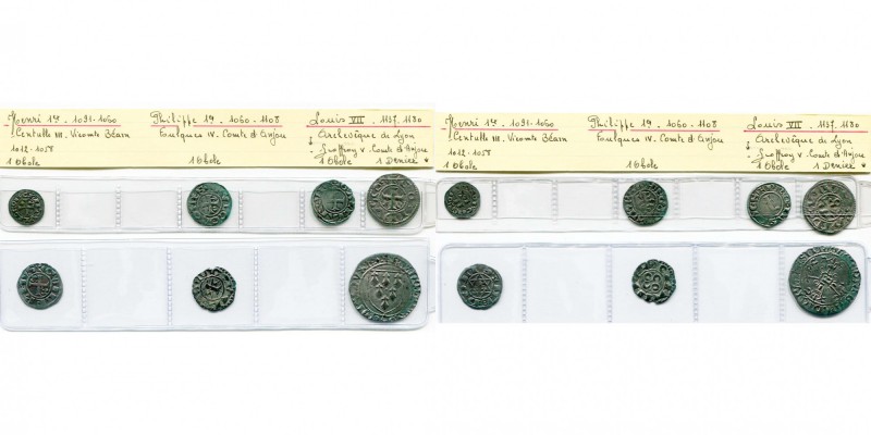 FRANCE, lot de 7 monnaies féodales: Béarn, obole au type immobilisé au nom du co...