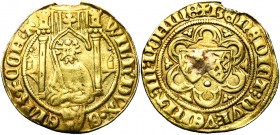 NEDERLAND, GELDERLAND, Hertogdom, Willem I (1371-1402), AV Rijnse goudgulden, Arnhem. Vz/ Bb. v.v. met zwaard onder een baldakijn, daaronder Gelders w...