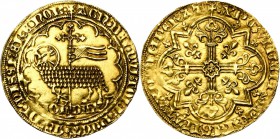 BRABANT, Duché, Jeanne et Wenceslas (1355-1383), AV mouton d''or, 1357-1371, Vilvorde. Au titre de Jeanne. D/ L''agneau de Dieu devant une bannière. E...