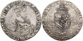 BRABANT, Duché, Charles Quint (1506-1555), AR florin Karolus d''argent, s.d. (1544-1548), Anvers. Premier type. D/ B. couronné et cuirassé de l''emper...