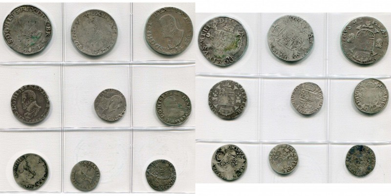 BRABANT, Duché, Philippe II (1555-1598), lot de 9 p. frappées à Anvers: écu Phil...